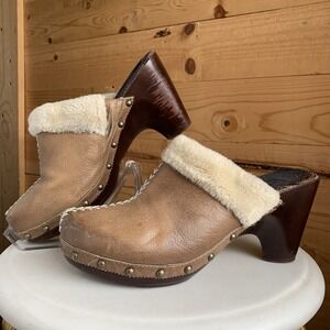 Baretraps 9.5m Leather Mules Brown Studded Addison Boho Western Cottagecore